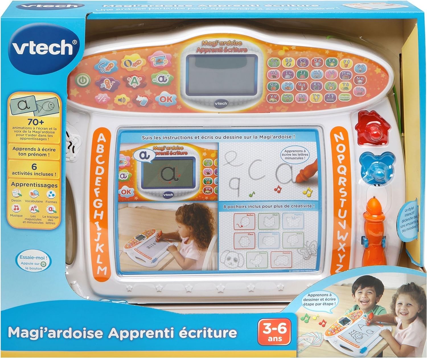 VTech - Magi'Ardoise Apprenti Écriture, Ardoise Magique Enfant, Tablette à Dessin, Jouet Éducatif et Créatif pour Apprendre à Écrire, Cadeau Enfant Dès 3 Ans - Contenu en Français