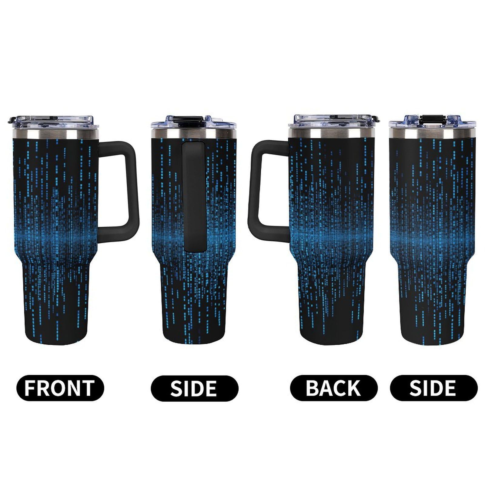 Trinkbecher mit Griff und Strohhalm, vakuumisolierte Trinkflasche, Becherhalter, kompatibel für Reisen, wiederverwendbar, isoliert, Edelstahl, Geschenke für Damen und Herren, 1,2 l