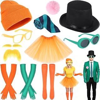 12 Pcs Halloween Couple Costume Set, Orange Book Character Accessories