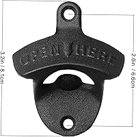 Vista 5 de Abridor de botellas de montaje en pared negro con tapón de drenaje, abrebotellas magnético de acero inoxidable (2 abridores)