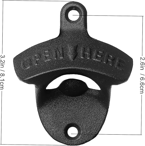 Miniatura 5 de Abridor de botellas de montaje en pared negro con tapón de drenaje, abrebotellas magnético de acero inoxidable (2 abridores)