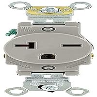 Vista 2 de Leviton 20 amperios, 250 voltios, grado industrial resistente, receptáculo único, hoja recta, autoconexión a tierra, 5461, marrón