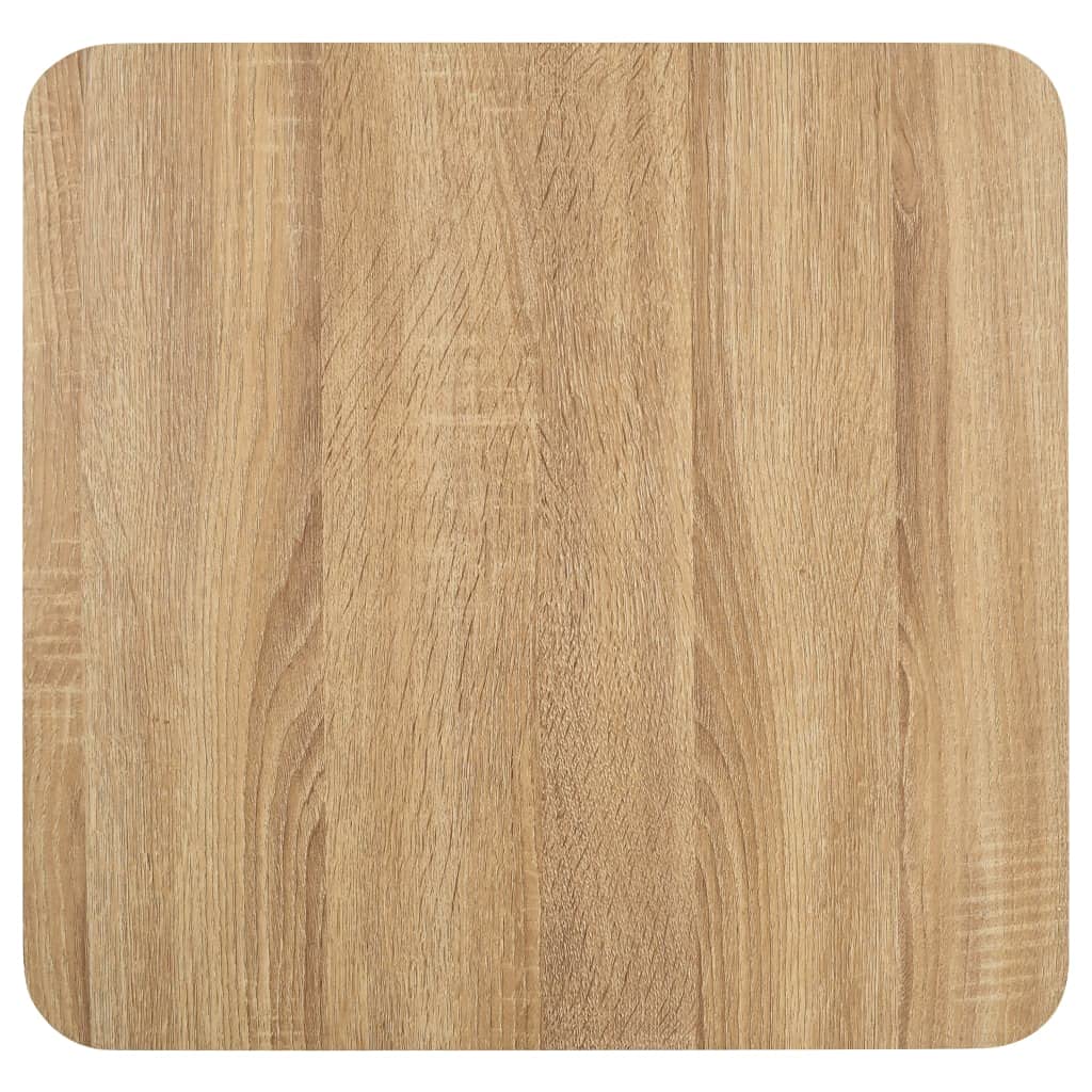 Tavolo da bistrot marrone chiaro, 50 x 50 cm, pannello MDF con venature in legno, struttura in acciaio, per 2 persone, ideale per ristorante, caffetteria, bar, appartamento, design moderno