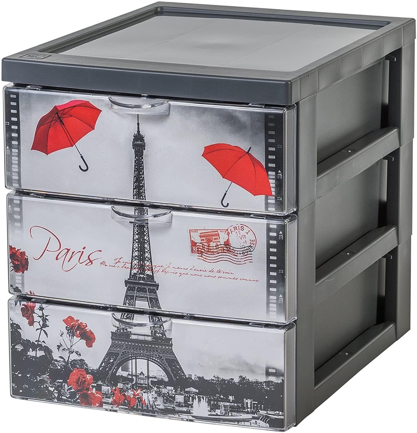 Iris Ohyama, Torre di stoccaggio, 3 cassetti da 2 L, maniglie ergonomiche, soggiorno, camera da letto, ufficio - Style Chest SCF-A5 - Parigi