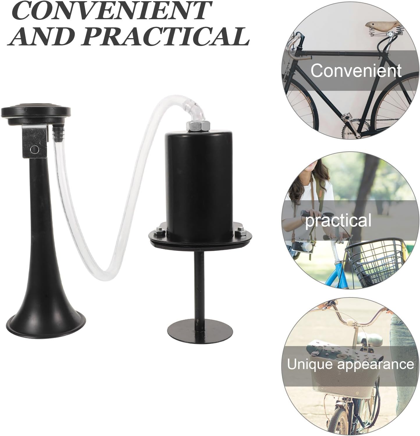 VALICLUD Bike Horn Air Bell for Bicycle Loud Metal Bike Horn for Adults and Black Cycling Accessory with Pump-Style Suitable for Road