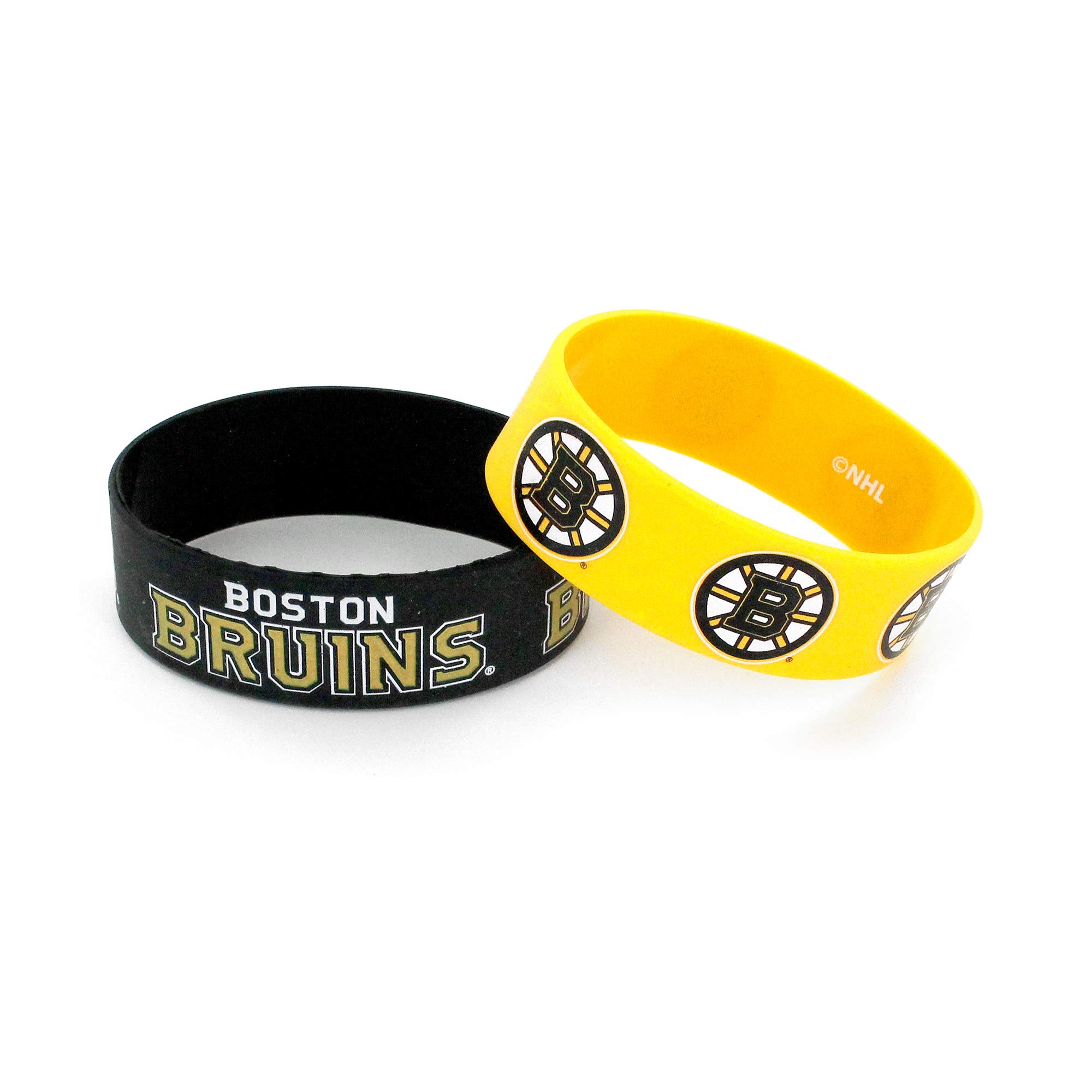 aminco boys Silicone Rubber Set, 2-Pack sports fan bracelets, Team Colors, Boston Bruins US