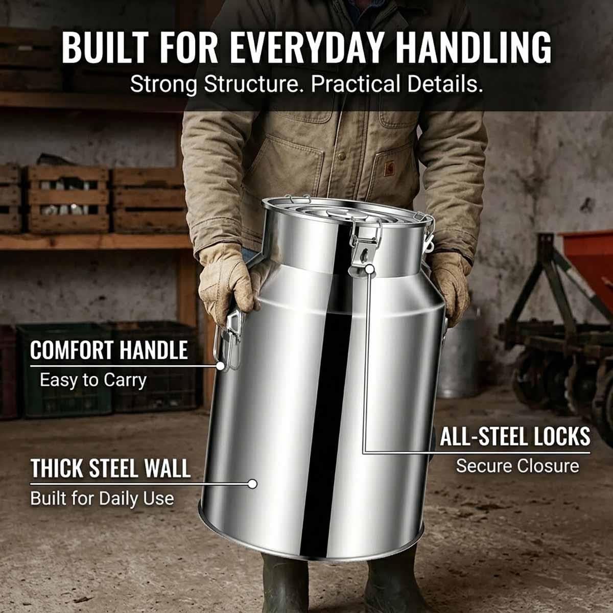 Jarra Para Leche De Acero Inoxidable Recipiente De Líquidos