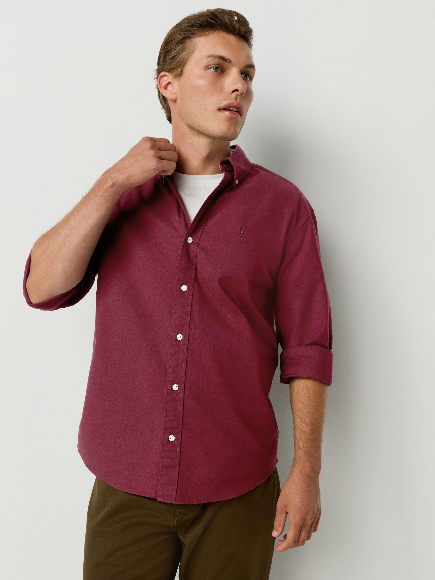 NEXT Uomini Camicia Oxford a Maniche Lunghe con vestibilità Attillata