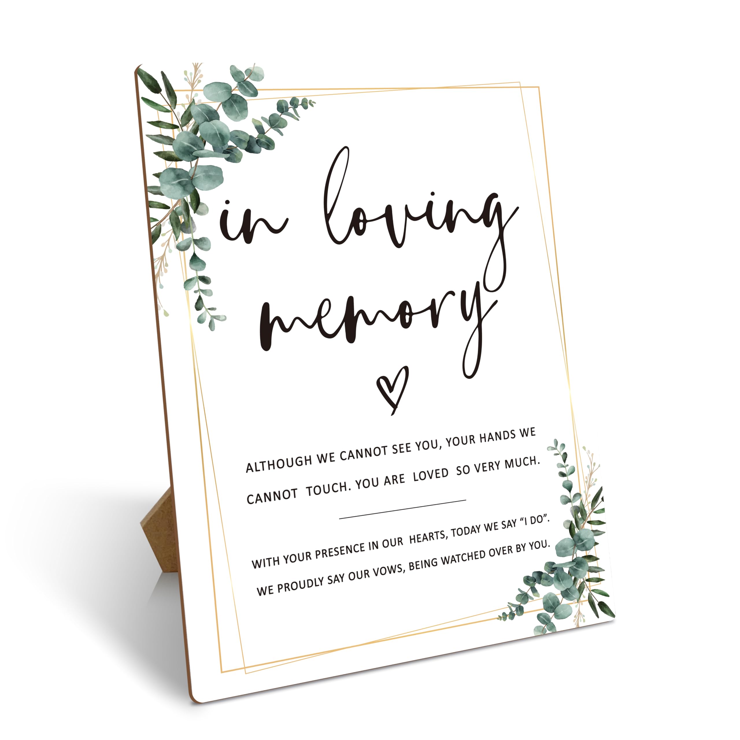 Wedding Memorial Sign, Wedding Party Supplies For Reception, In Loving Memory Wedding Sign With Stand, Greenery Wooden Tabletop Decor For Wedding,