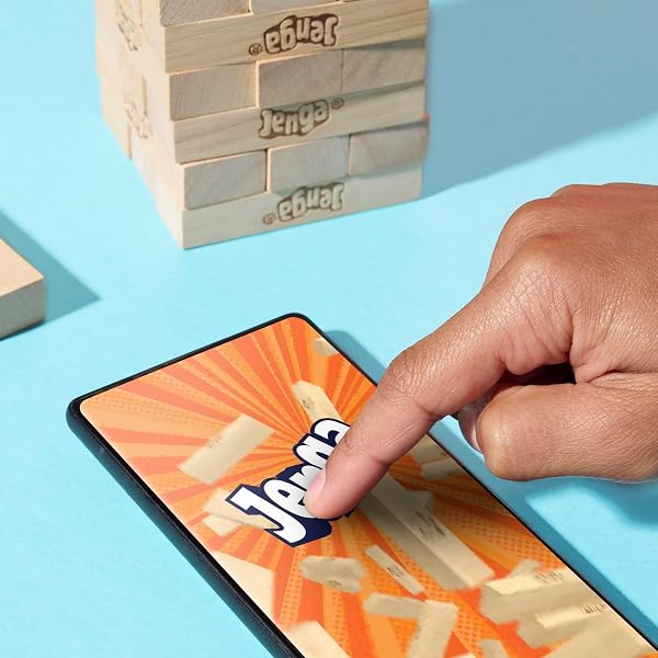 Jenga Official Hasbro Games | Digital Die for 6 More Ways to Play | Original Wood Block Game | Stacking Tower | Ages 6+ | 1+ Players | Party Games - 3