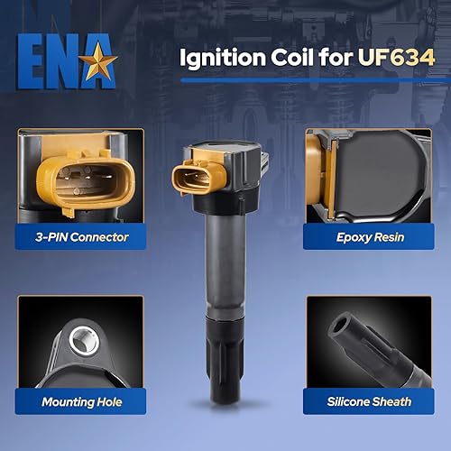 Miniatura 2 de ENA Juego de 4 bobinas de encendido compatibles con Suzuki 2009 2010 2011 2012 2013 2014 Kizashi Grand Vitara SX4 2.0L 2.4L L4 reemplazo para C1732