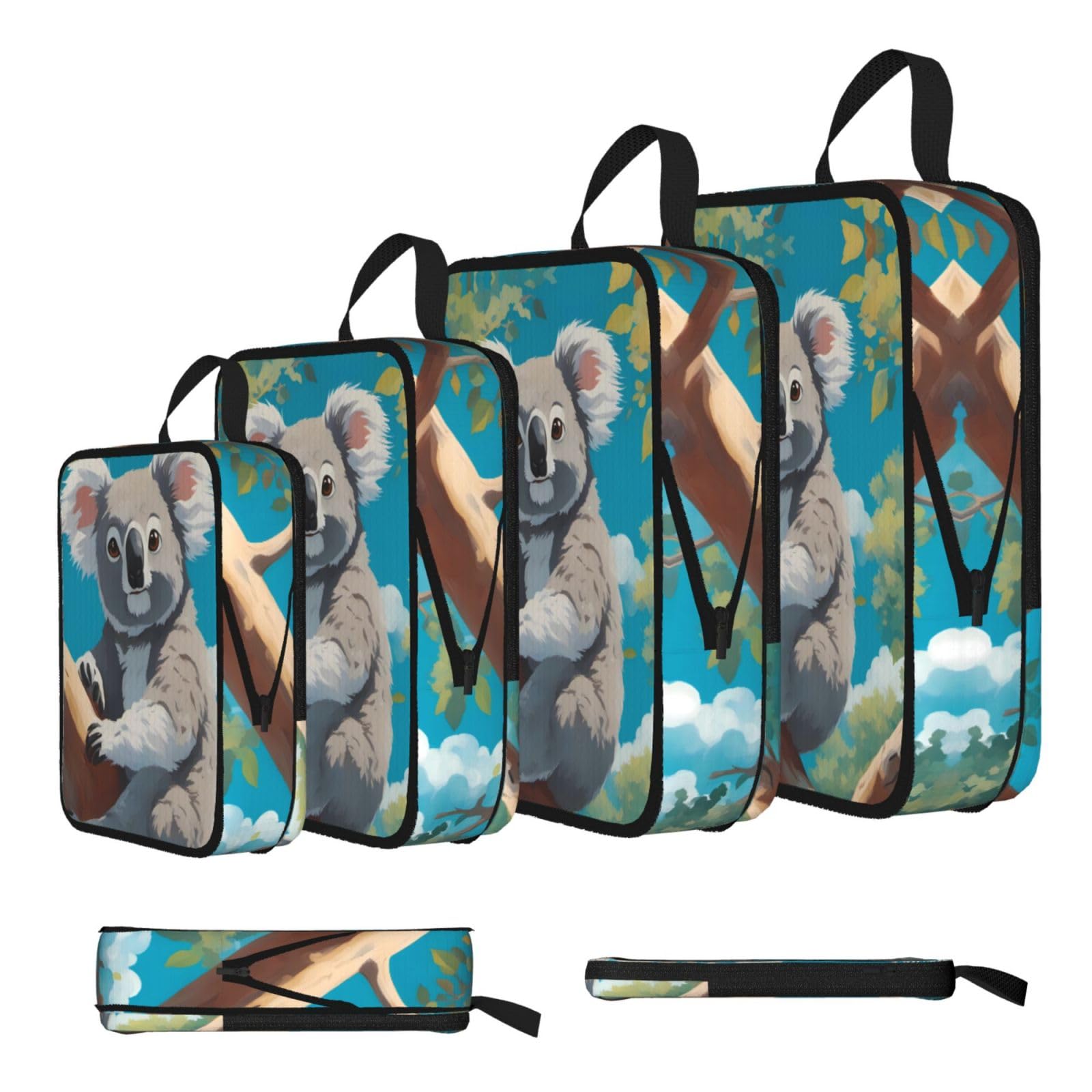 Sxzvvbn Black A Happy Koala Compression Packing Cubes 4 Piece Set