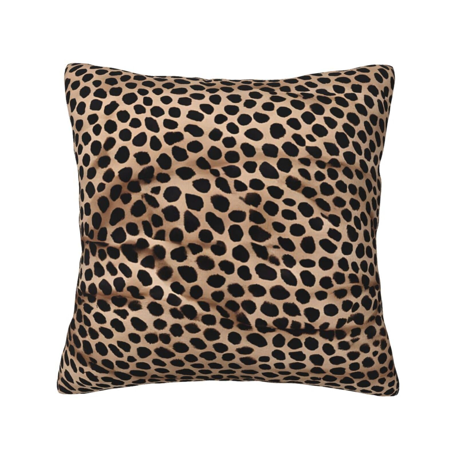Housses de coussin velours léopard 66 x 66 cm grand format pour lit