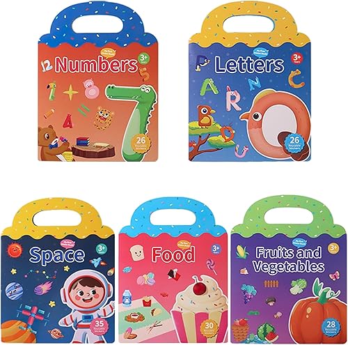 Miniatura 1 de Paquete de 5 calcomanías portátiles de gelatina, libro silencioso para niños, libro de calcomanías reutilizables para niños pequeños, actividades de