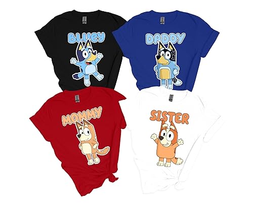 Personalized Bluey Family Matching Birthday Shirt 2023, Family Cartoon Bluey Shirts, Dog T-Shirt for Kids, Animal Toddler Shirts