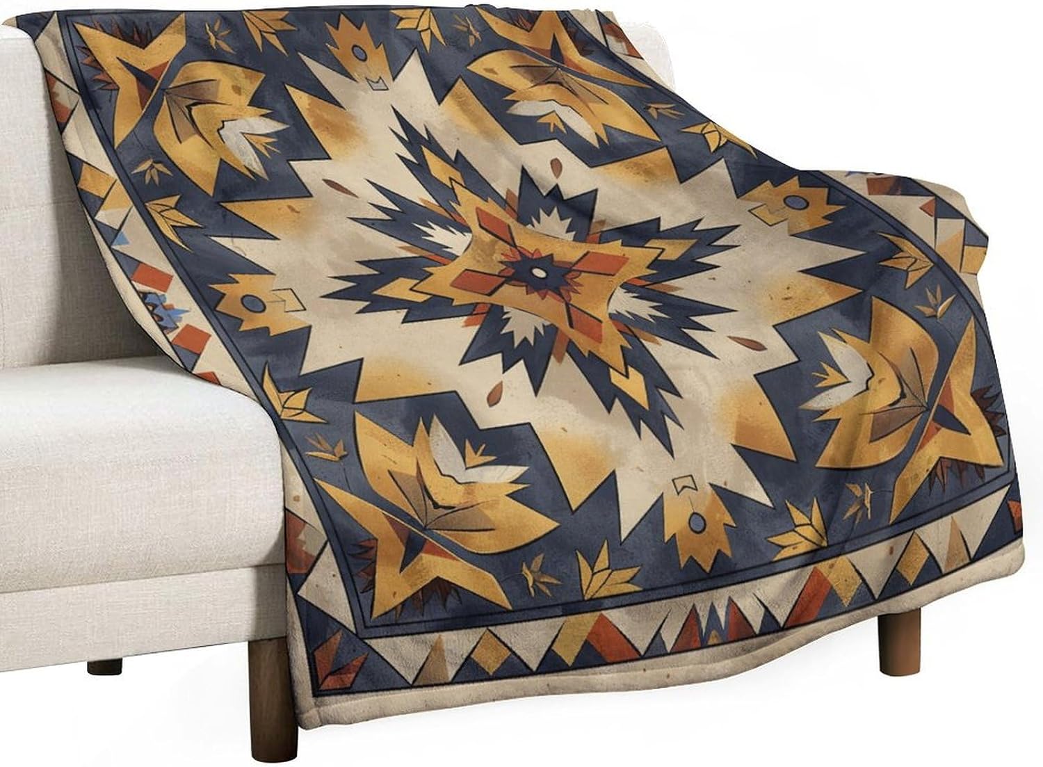 Minimalist Geometric Throw Blanket, Soft Cozy Warm Abstract Floral Art Deco Flannel Blankets for Sofa Couch Bed, 30x40 Inch
