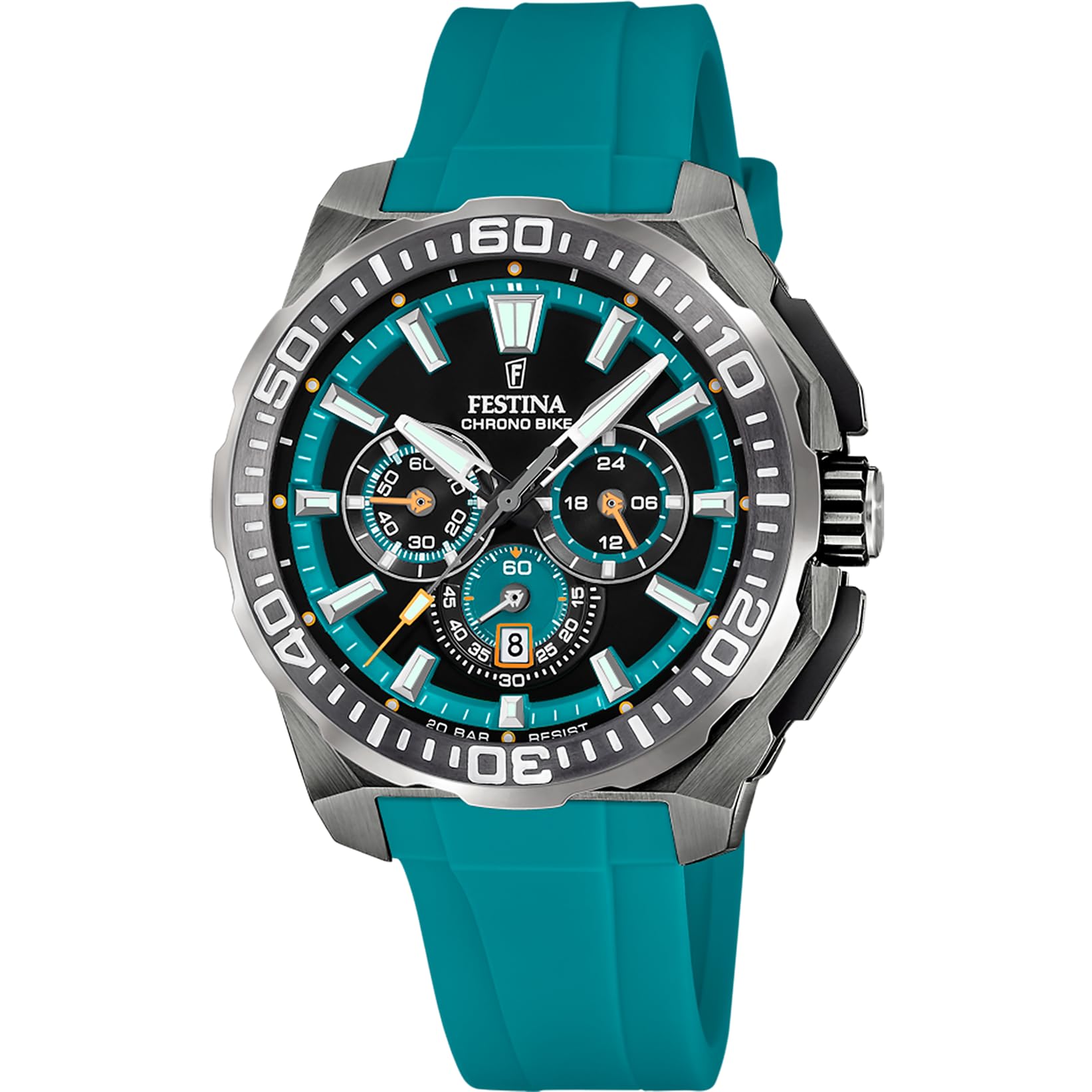 Festina Chrono Bike 2025 (45.5mm) Turquoise & Black Dial / Turquoise F20725/6