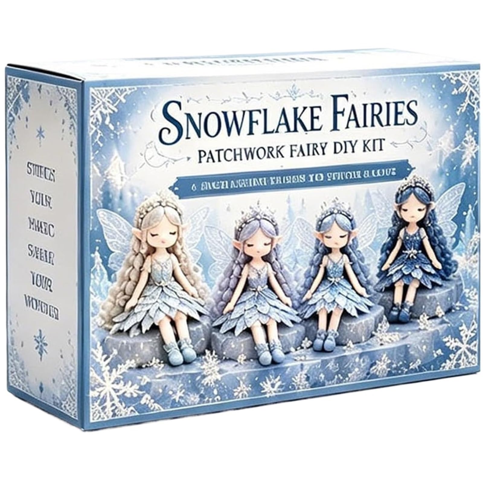 Handmade Fairy Sewing Kit Fairy Patchwork DIY Collection, Handmade Sewing Kit, Fun Flower Fairies, Make Winged Elf Cloth Doll(Snowflake)