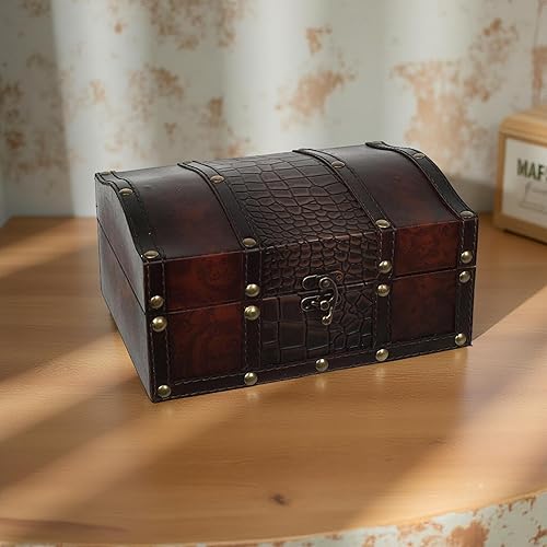 Miniatura 9 de Hosley Caja de almacenamiento decorativa de madera con cierre de cuero de 9 pulgadas de largo. Regalo ideal para bodas, ocasiones especiales,