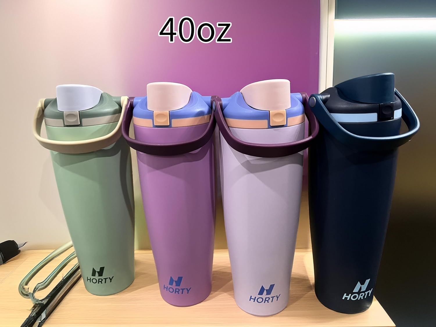 HORTY Insulated Stainless Steel Water Bottle with Two-Way Spout, Built-In Straw and Bucket Handle, Made for Travel, School, and Sports, 40oz and 30oz, BPA Free, Leak Proof. (NAVY BLUE, 40oz) - Image 6