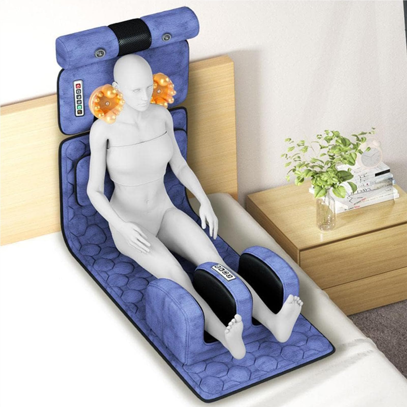 Esterilla de masaje calentada para todo el cuerpo con 20 cabezales de masaje de amasamiento Shiatsu para el cuello, colchón de masaje relajante con 9 modos y 9 almohadillas térmicas de fuerza aju
