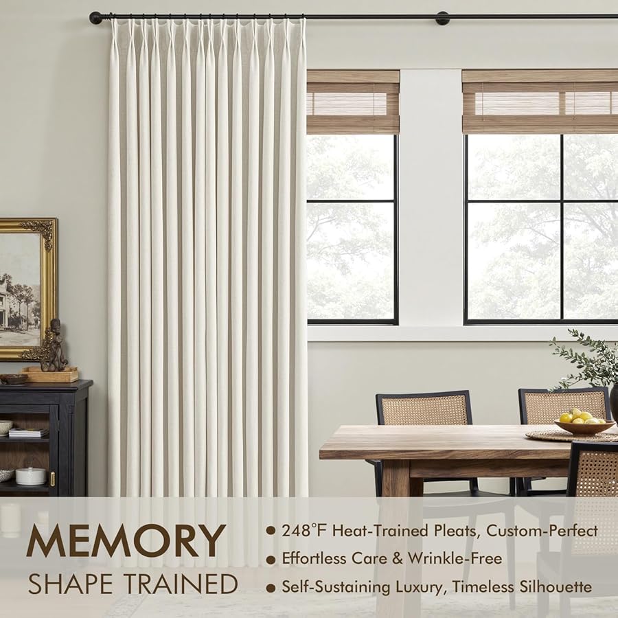 MIULEE Natural Pinch Pleated 100% Blackout Linen Curtains for Bedroom, Room Darkening Light Blocking Window Curtains 84 inches Long for Living Room, Black Out Pleat Drapes with Pin Hooks, 2 Panels - image 3