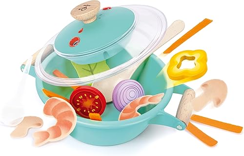 Miniatura 3 de Hape Little Chef Cooking & Steam Playset  Cocina de juguete con comida de juego y accesorios, para niños a partir de 3 años