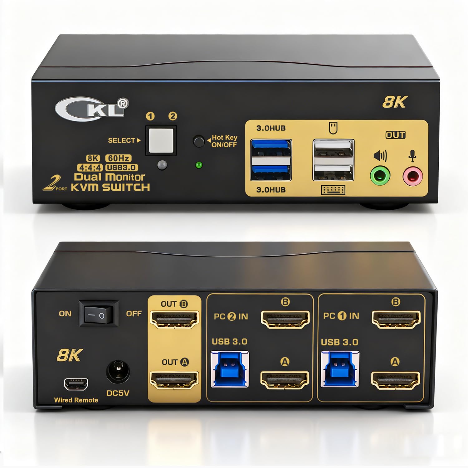 Amazon.com: CKL 8K 60Hz HDMI 2.1 Dual Monitor KVM Switch for 2