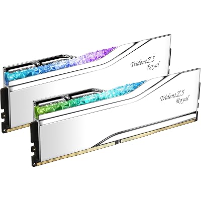 G.SKILL Trident Z5 Royal Series DDR5 RAM (Intel XMP 3.0) 64GB (2x32GB) 6400MT/s CL32-39-39-102 1.40V Desktop Computer Memory U-DIMM - Silver (F5-6400J3239G32GX2-TR5S)