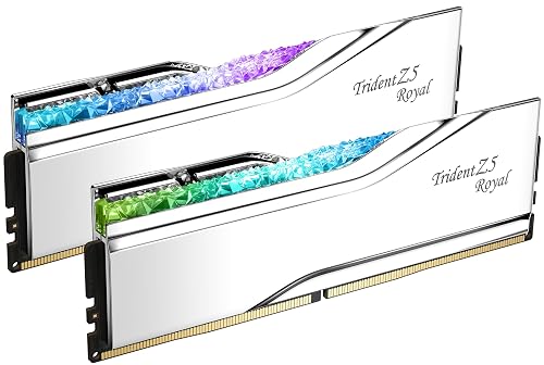 G.SKILL Trident Z5 Royal Series DDR5 RAM (Intel XMP 3.0) 48GB (2x24GB) 8000MT/s CL40-48-48-128 1.35V Desktop Computer Memory U-DIMM - Silver (F5-8000J4048F24GX2-TR5S)