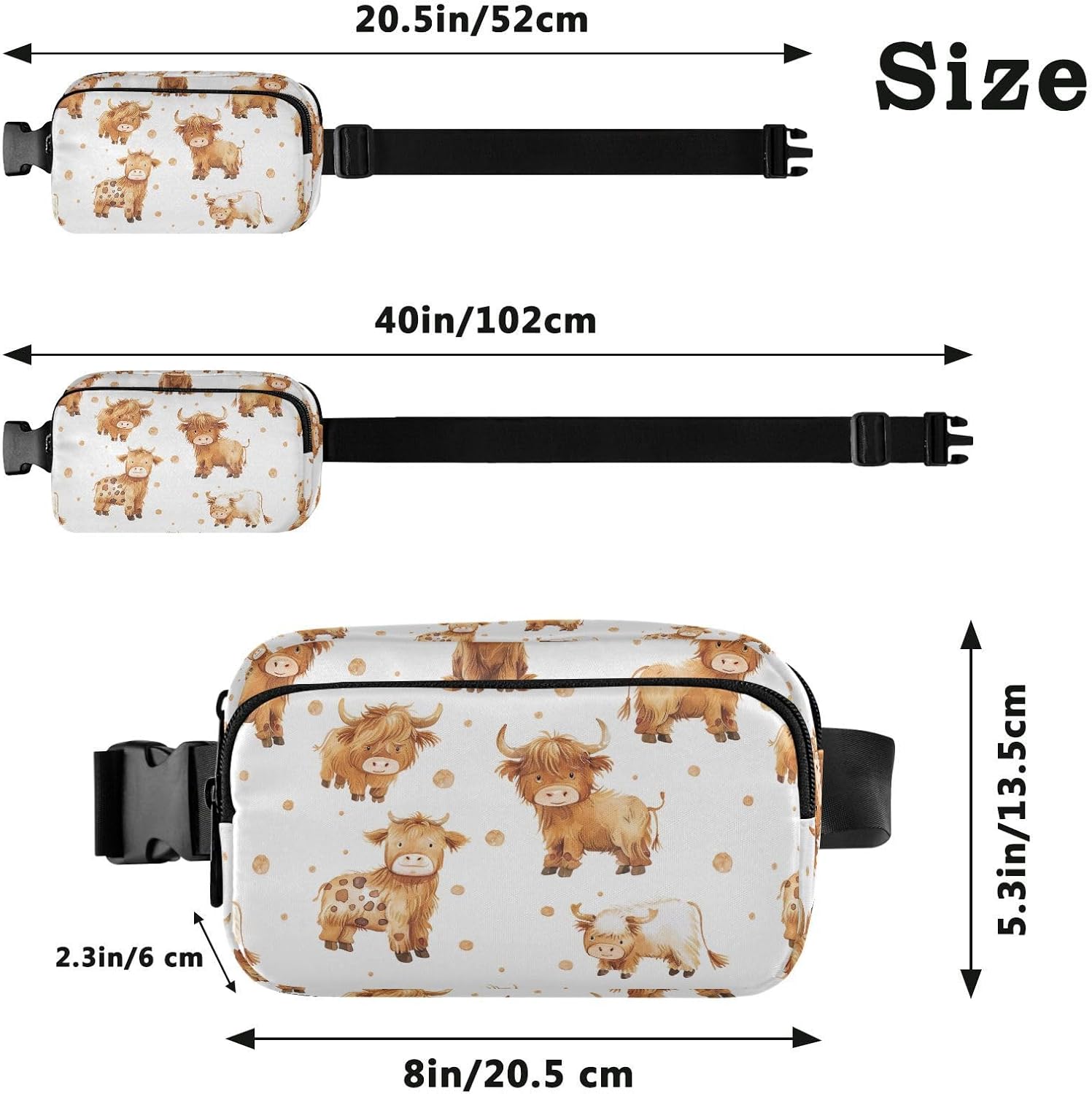 Cute Highland Cow Fanny Packs for Women Fanny Pack For Men Belt Bag Crossbody Fanny Packs for Women Running Fanny Pack Waist Pack 21344564 image 3