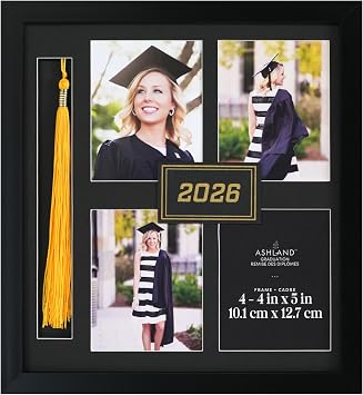 Ashland 4 Opening 4" x 5" Black 2026 Tabletop Frame with Tassel Slot, Graduation