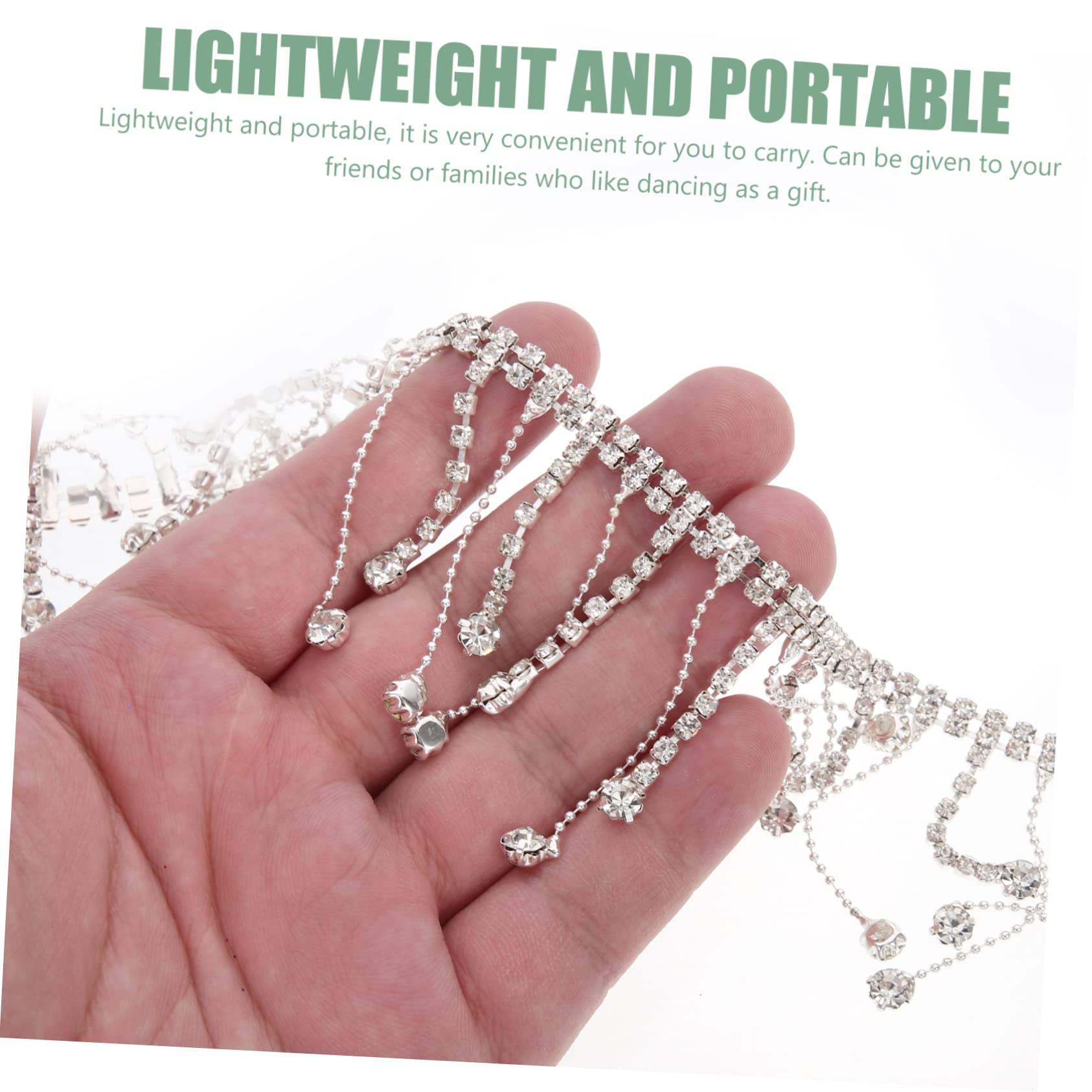 SHINEOFI 2stücke Rhinestone Tassel Chain Für -projekte Strassquaste Für Hochzeiten Brautaccessoires Und Kreative Dekorationen Silberne Glasperlenfransen Für Kleidung Und Taschen