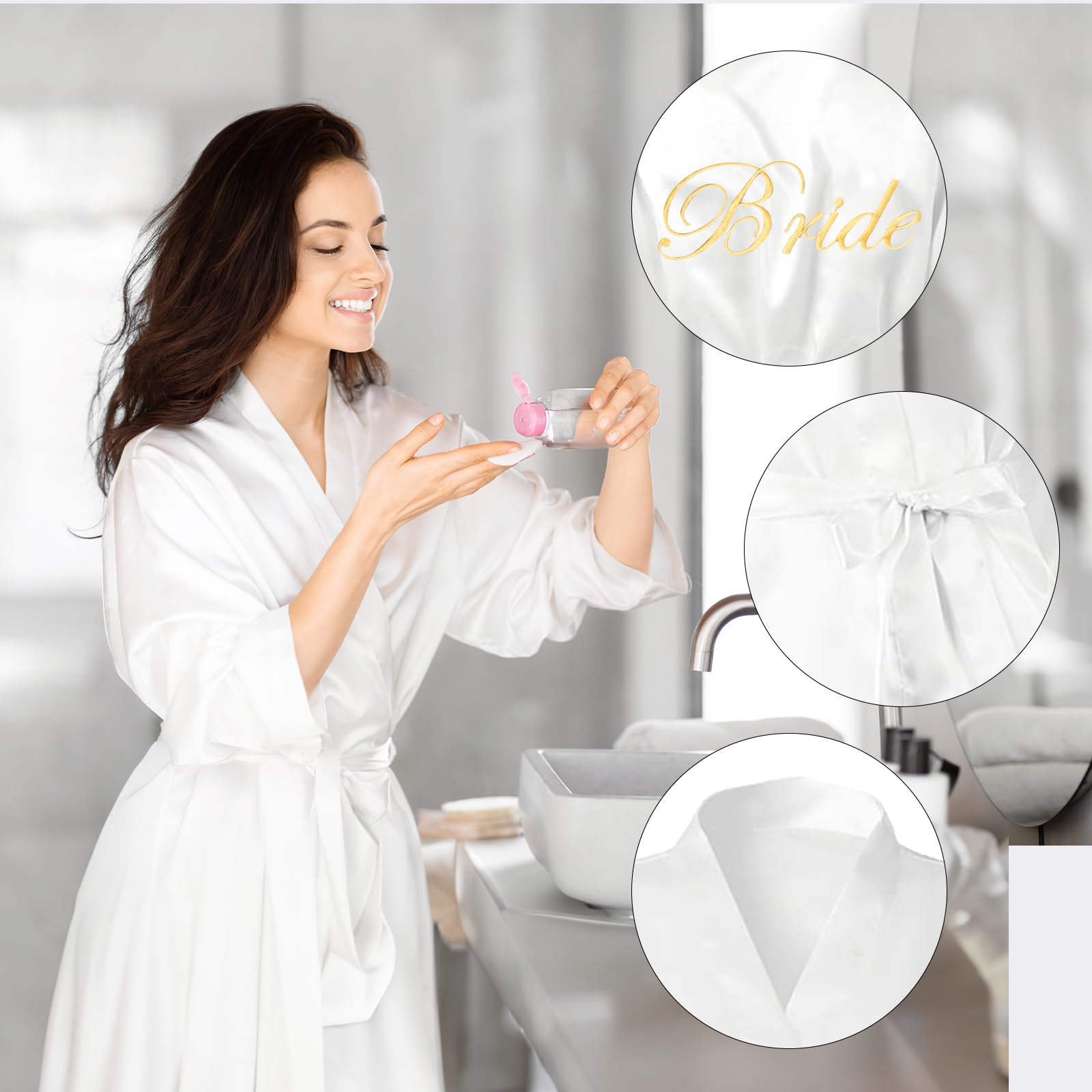 10 Pièces Peignoirs en Satin de Mariée Peignoirs de Demoiselle d'Honneur Peignoir de Mariée Peignoirs Kimono pour Fête de Mariage Enterrement de Vie de Jeune Fille, XXL