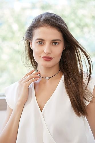 Miniatura 8 de Wunionup - Collar simple con perla pequeña - Gargantilla con pequeña perla piedra natal de junio para mujer resistente