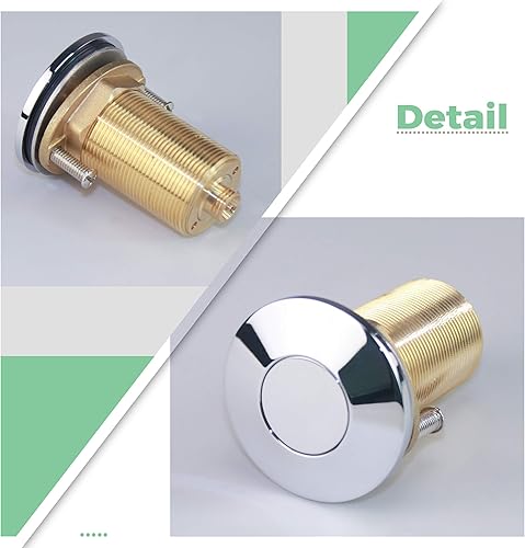 Miniatura 8 de KANARY ALL - Botón de interruptor de aire de latón para fregadero, parte superior de eliminación de basura (redondo, negro mate)