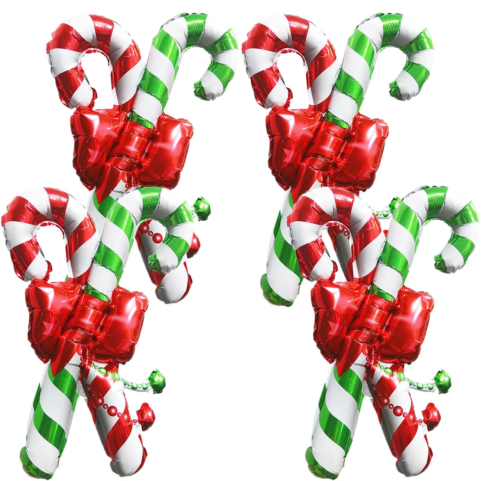 Candy Cane Balloons - 24.8 Inch Foil Balloons, Red & Green for Christmas Decorations