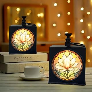 Magnolia Stained Glass Led Squad Ornament, Magnolia Christmas Candlelight Ornament, Candle Led Squad Ornaments, Lanterns Christmas