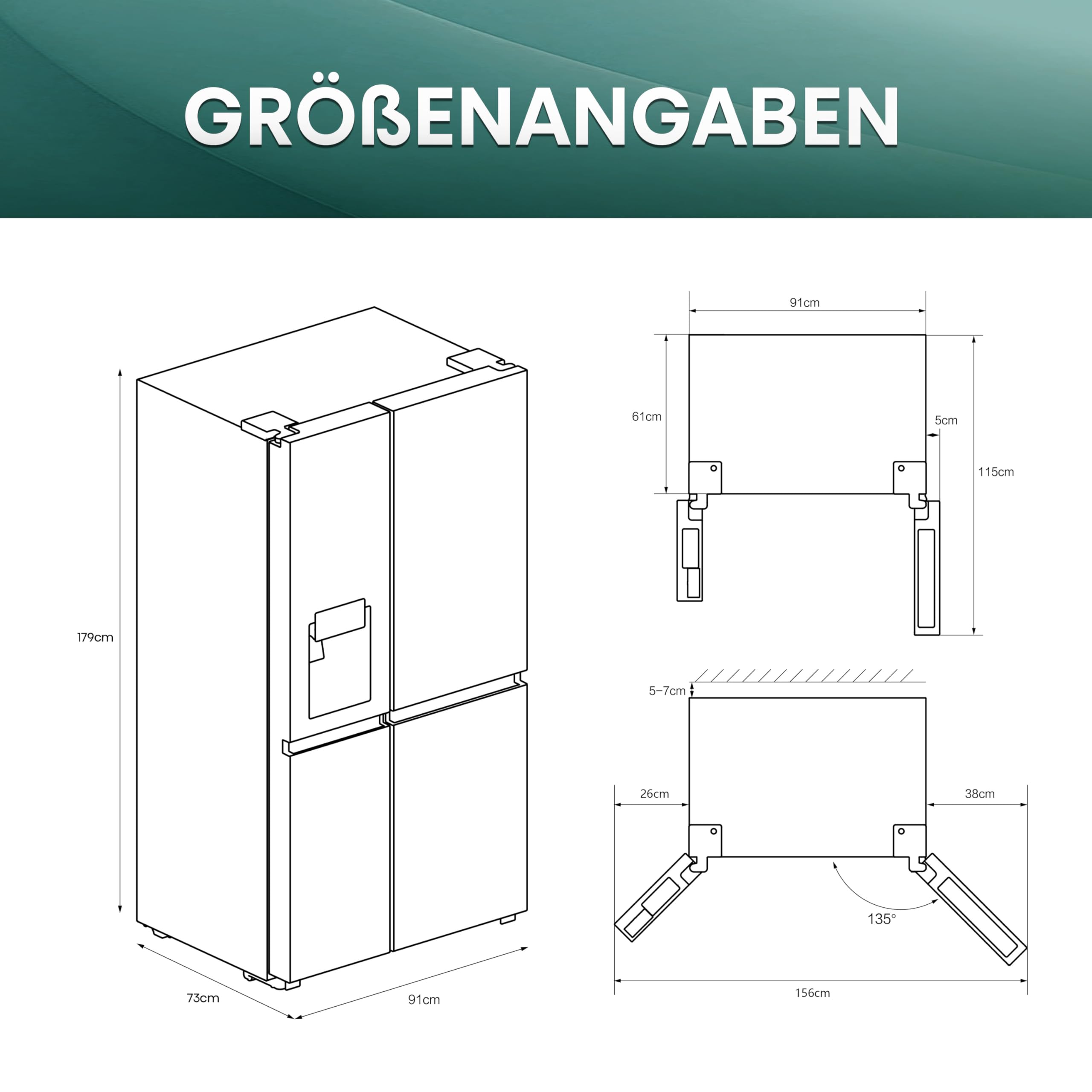 Hisense RS818N4TFC Side by Side – Kühl-Gefrierkombination, EEK C, Eis-Wasserspender, LED Display, Total No Frost, Multi Air Flow, Fast Freeze, schwarz