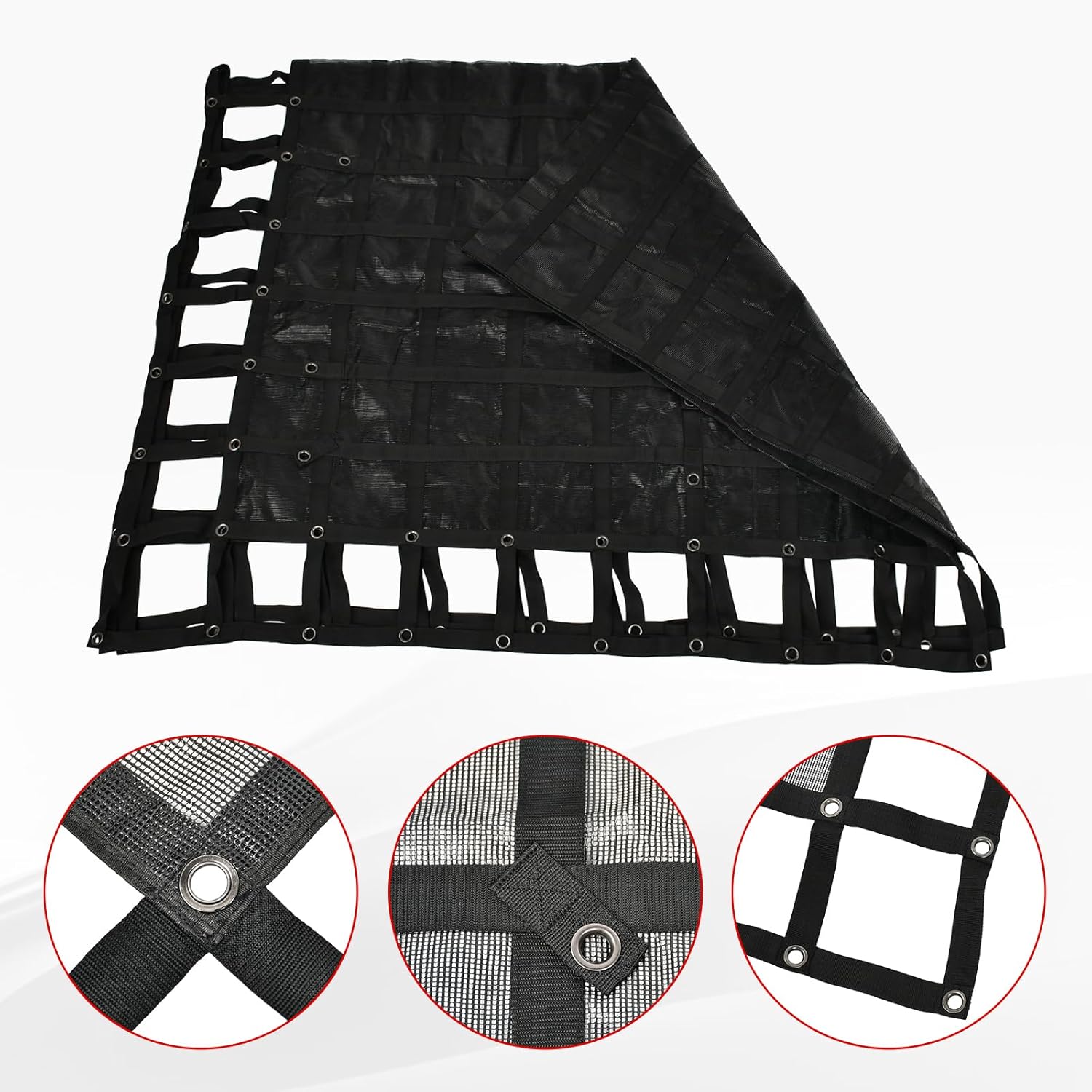 Heavy Duty 120" x 144" Truck Bed Cargo Net with Adjustable Cam Buckles & S-Hooks & Cross Strap,10' x 12' Cargo Net with 1500LBS Capacity for Pickup Truck Bed Trailer SUV Jeeps - Image 2