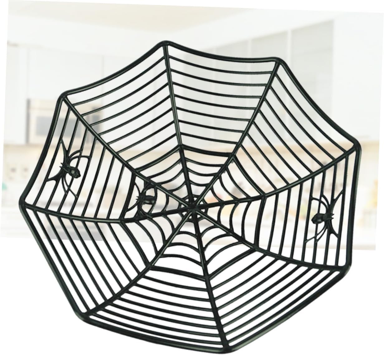 Hemoton 2Pcs Spiderweb Candy Servers 6.24 Inch Black Halloween Plate Decor for Party Dining Table Snack Serving and Spooky Food Presentation