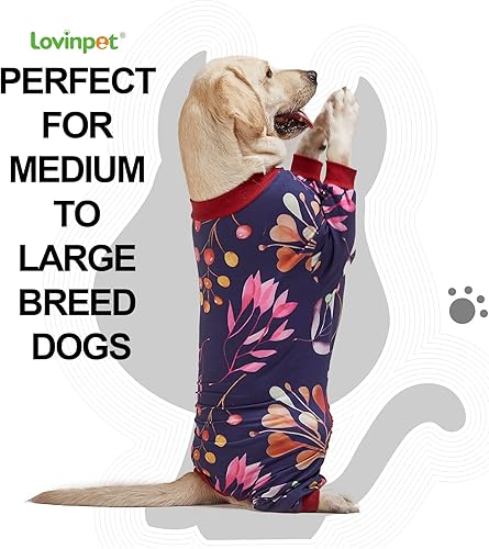 Miniatura 9 de LovinPet Ropa para perros grandespijamas acogedoras para perros, ajuste delgado, suéter ligero, cobertura completa, pijamas para perros, estampado