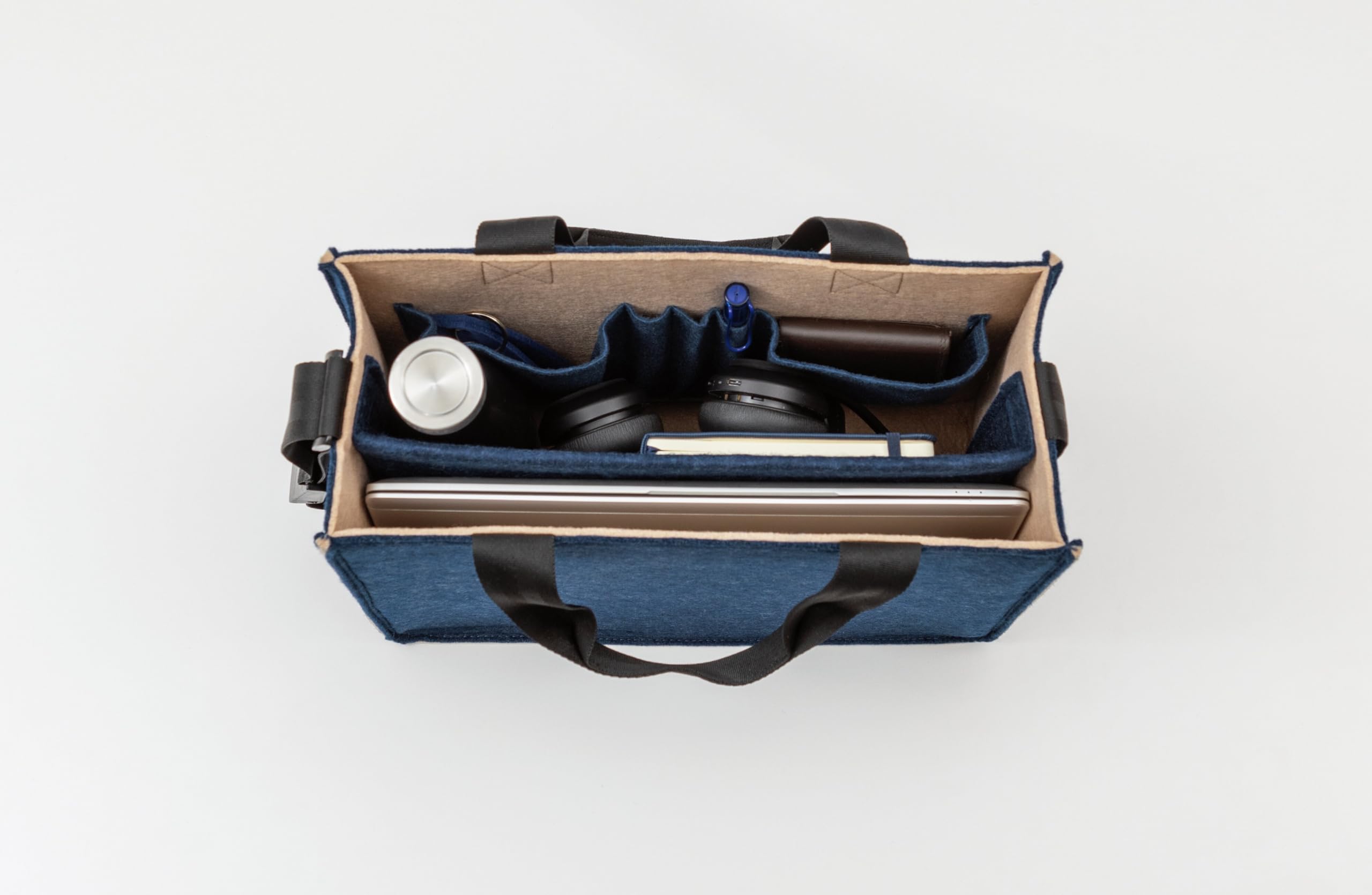 Sigel BA420 Desk Sharing Bag Classic, organizer do mobilnej pracy, absolutnie bezpieczne ustawienie: na laptopa i dokumenty, filc syntetyczny, niebiesko-beżowy, średni 36 x 15 x 28 cm