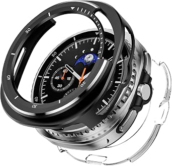 for Samsung Galaxy Watch 8 46mm Cover,Metal Protective Case Compatible with Samsung Galaxy Watch 8 Classic 2025 46mm Case,Utra-Thin Durable Metal Samsung Watch Case with Back Frame Black