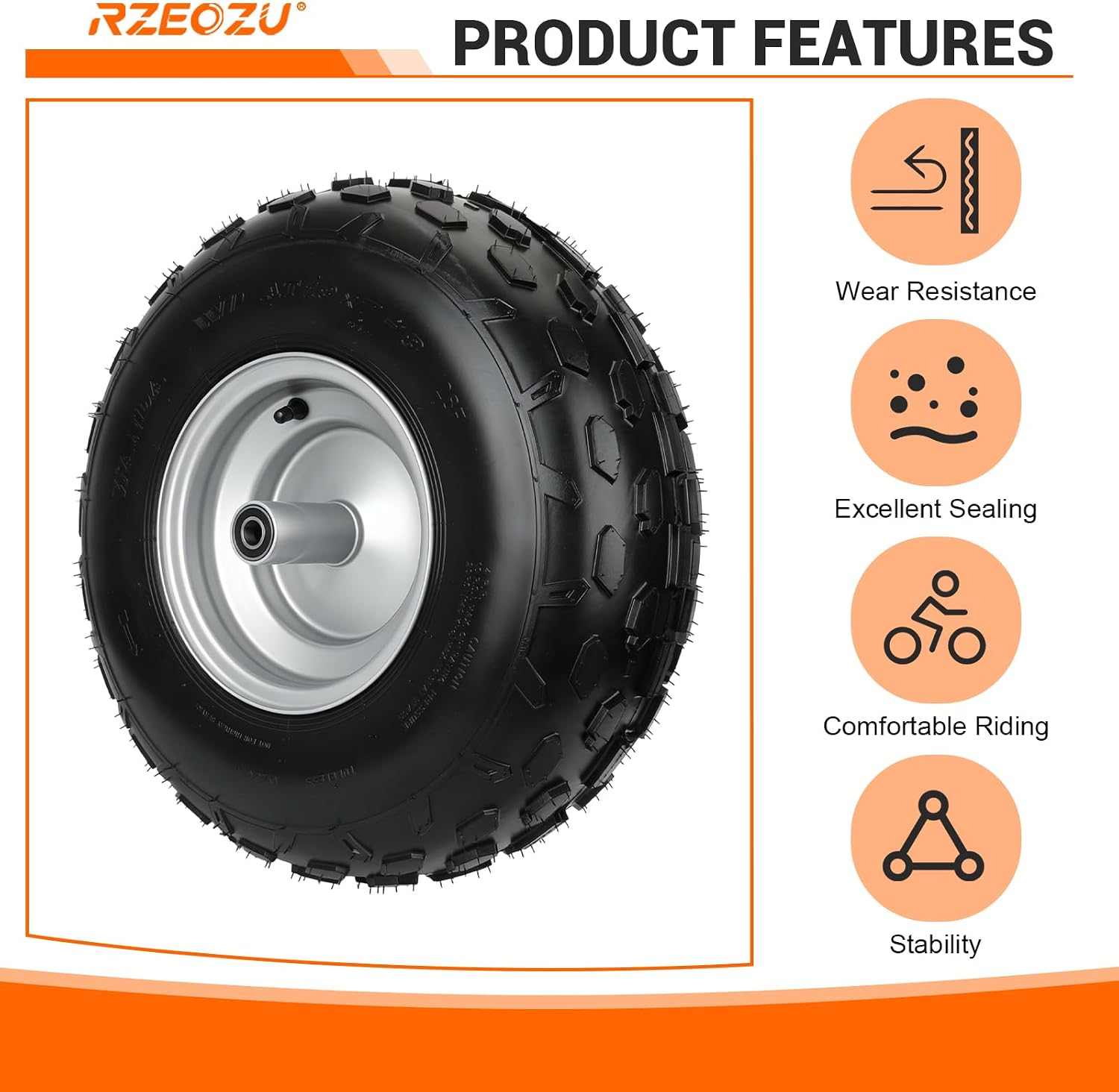 Mini Bike Front Wheels Rims and Tires Assembly Kit, 19x7-8 All Terrain Off Road Tires Replacement for Coleman CT200U CT200U-EX BT200X Baja Warrior MB165 MB200 Massimo Axis M200 Minibike Parts
