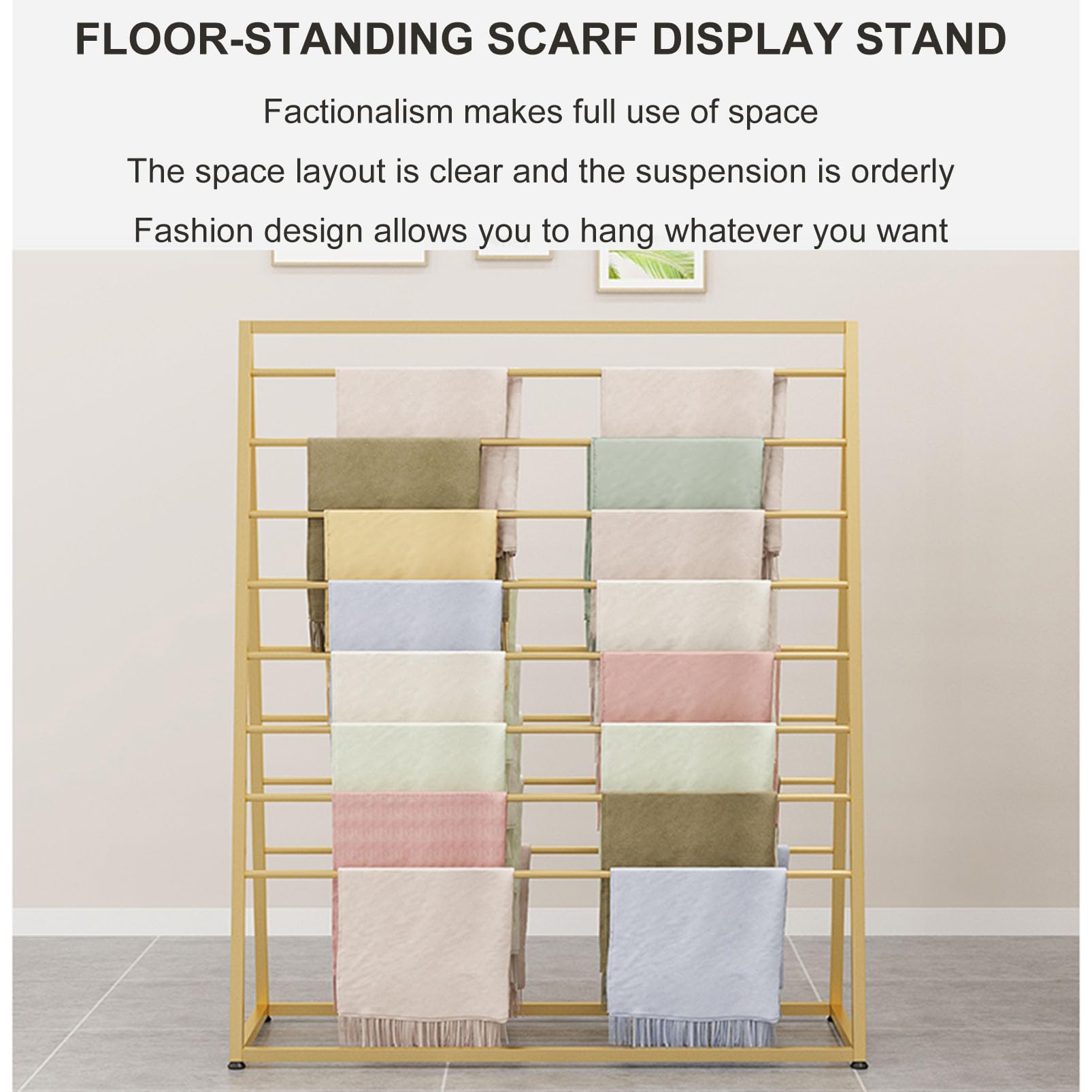 Organizador de bufandas y cinturones de doble cara para tienda de ropa, soporte de pie para bufandas, chales, pantalones, sábanas, toallas y accesorios