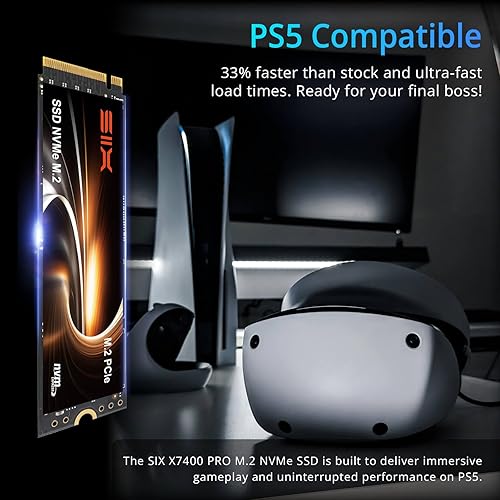 Miniatura 4 de SIX NVME M.2 SSD PCIe 4.0-2TB m.2 2280 ssd, lectura hasta 7400MBs SSD 2TB para juegos PS5 expansión de almacenamiento de memoria con disipador de