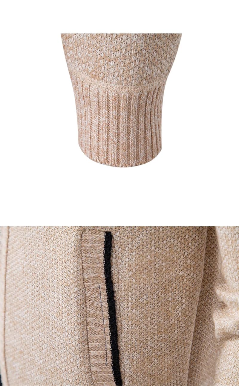 Suéter de punto ajustado para hombre, cárdigan de otoño e invierno, cálido forro polar grueso