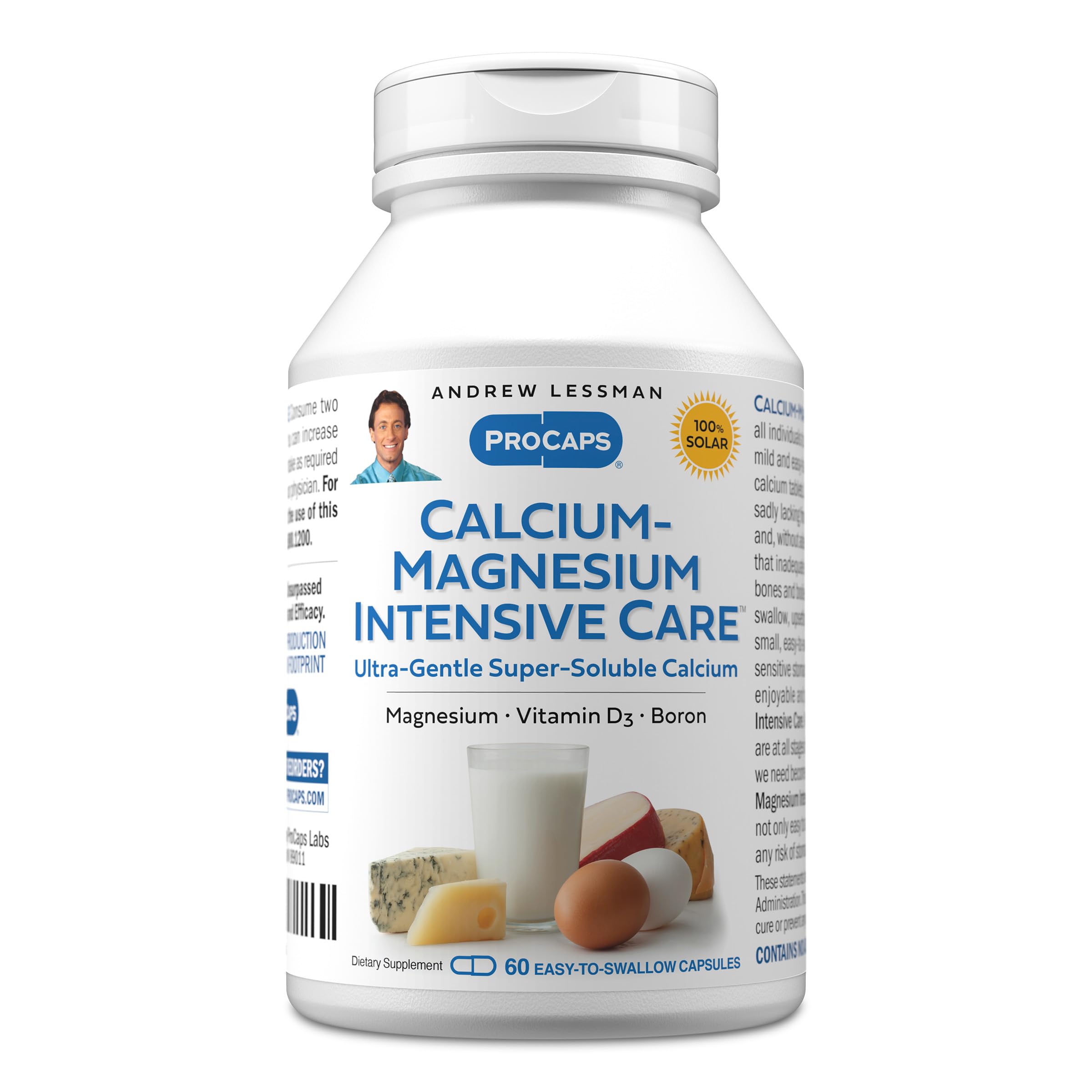 ANDREW LESSMAN Calcium Magnesium Intensive Care 60 Capsules - Bone and Skeleton Health Essentials. Easy to Swallow Capsules, Super Soluble Fine Powder. Gentle to Even The Most Sensitive Stomachs