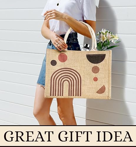 Miniatura 4 de 2 bolsas de yute con bolsa de maquillaje, bolsas de arpillera con asas, bolsa de yute con estampado, bolsa de yute para mujer, bolsas de arpillera,